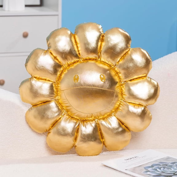 Flower Pillow,16.53" Sunflower Pillows for  Soft Smiley  Pillow Flower Floor Cushion,Cute Small Decorative Pillow Preppy Room Decor