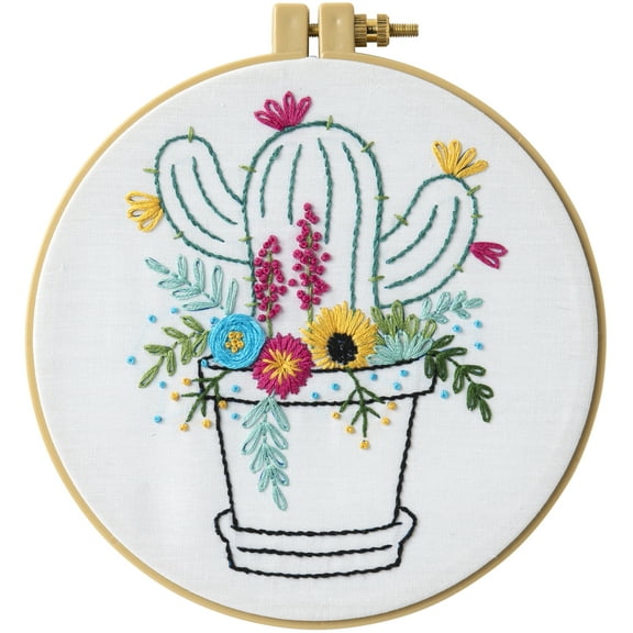 Bucilla Stamped Embroidery Kit - Cactus Bloom