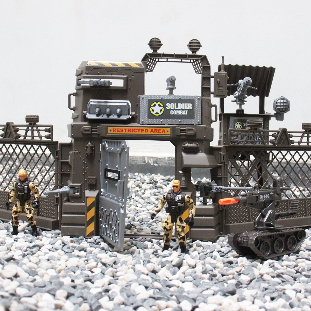 Losbenco Military Toys Set, Military Base Playset Army Men Action Figures and Weapon Gear Military Model Toy for Kids Boys Ages 3+