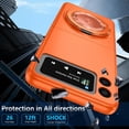 thumbnail image 4 of Magnetic Case for Samsung Galaxy Z Flip 3 Case with Kickstand & Ring Holder, [Compatible with MagSafe Charging] Slim Ultra PC Back Scratch-Resistant Military Grade Shockproof Case, Orange, 4 of 14
