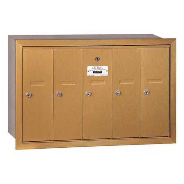 Salsbury Industries 3505brp Vertical Mailbox Recessed 5 Doors Brass Walmart Com Walmart Com