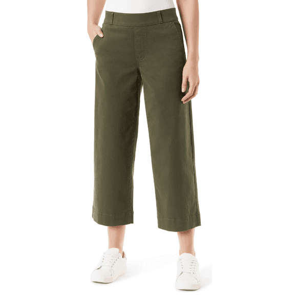 Gloria Vanderbilt Women's Pull On Wide Leg Crop Green 14