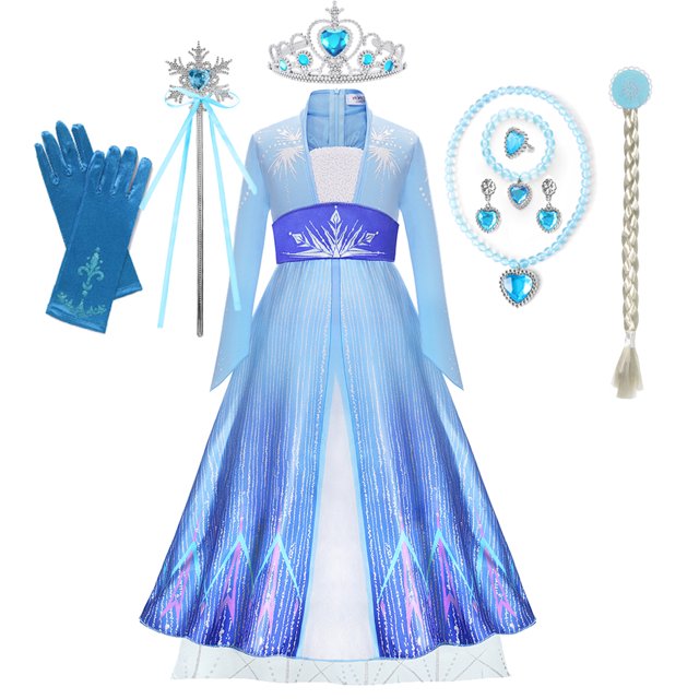 Disney vestido de Frozen para niñas, disfraz de Elsa, Anna, reina de las Nieves, fiesta de carnaval, baile de graduación, ropa de princesa