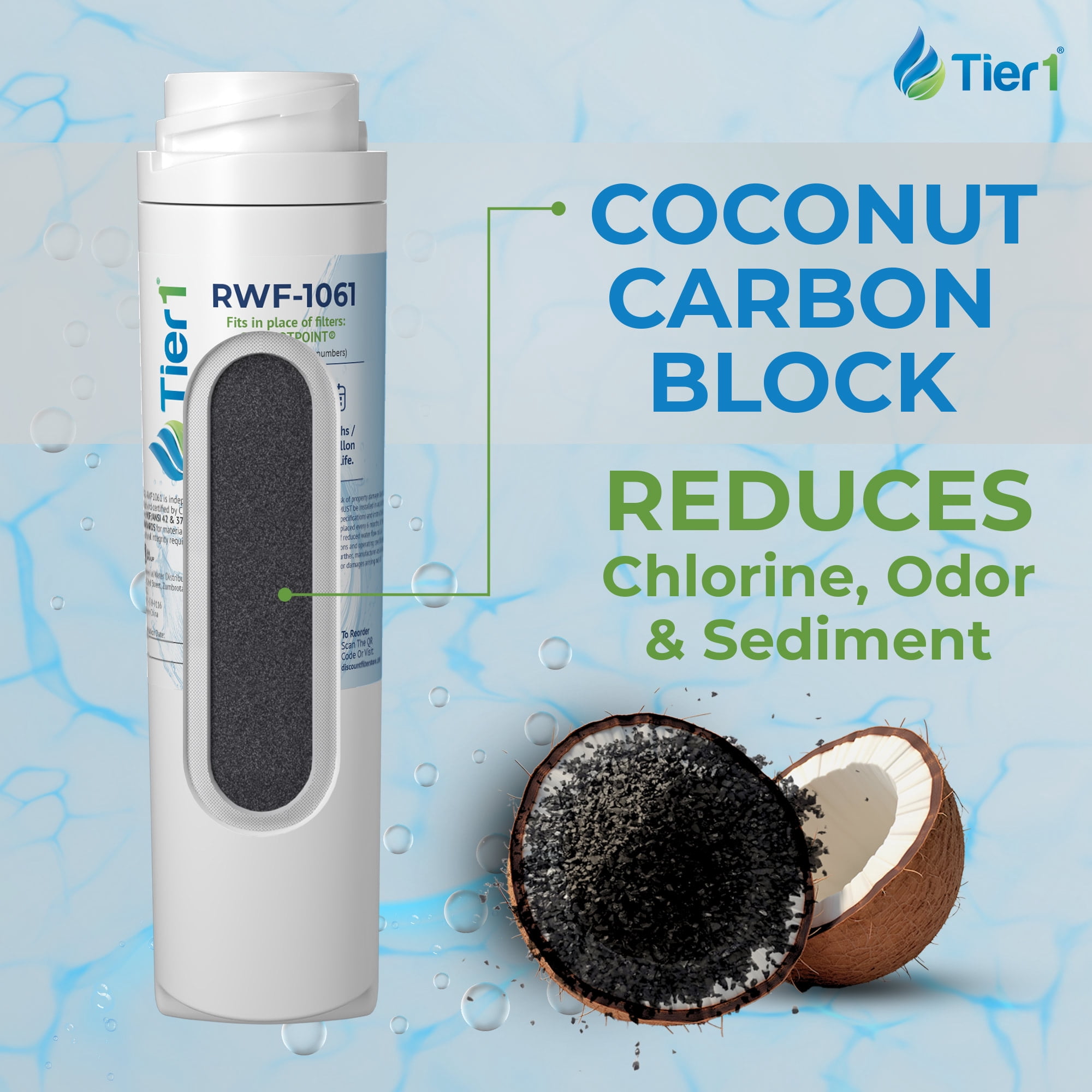 Tier1 GSWF Refrigerator Water Filter 2-pk | Replacement for GE GSWFDS, SmartWater 238C2334P001, Kenmore 46-9914, 469914, 9914, EFF-6023A, AP3418061, Fridge Filter