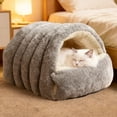 thumbnail image 5 of Large Monster Cat Bed With Removable Cushion Cozy Warm Cat Cave Semi-Closed Pet Sleeping House For Cats Small Dogs(Grey L-57X37X28cm), 5 of 6