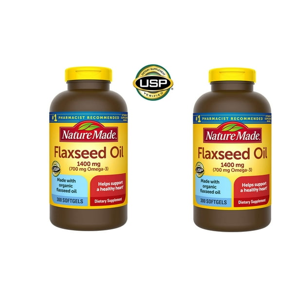 Nature Made 1,400mg Flaxseed Oil Liquid 300 Softgels (PACK OF 2