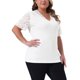thumbnail image 4 of Blusa elegante de manga corta de encaje con cuello en V para mujer de tallas grandes Agnes Orinda, 1X, blanca, primavera-verano, 4 of 6
