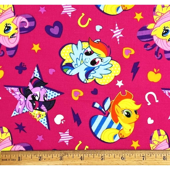 1/2 Yard - My Little Pony on Hot Pink Cotton Fabric (Great for Quilting, Sewing, Craft Projects, Throw Pillows & More) 1/2 Yard X 44" Wide