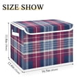 thumbnail image 3 of Foldable Fabric Storage Bin With Handle Collapsible Basket Box Storage With Lid Organizer Red Blue White Plaid Pattern, 3 of 7