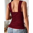 thumbnail image 4 of Women'S Deep V Tank Top, Ruched Waist Tight Fitted Camis with Open Back for Layering and Style Wine Red L, 4 of 9