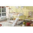thumbnail image 4 of CoSoTower Twin Over Queen House Bunk Bed with Climbing Nets and Climbing Ramp, White, 4 of 9