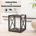 thumbnail image 3 of Set of 2 Modern End Table Nightstand for Bedroom & Living Room, Tempered Glass & Wood MDF Top , Industrial Style Side Table, 3 of 20