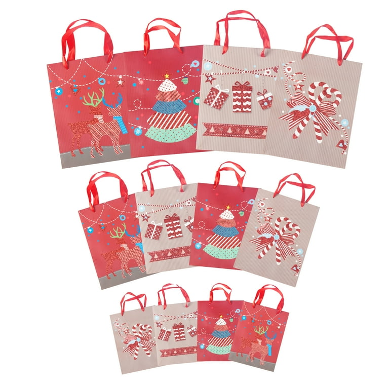 KARMAS PRODUCT 24 Pack Christmas Holiday Gift Bags with Tissue