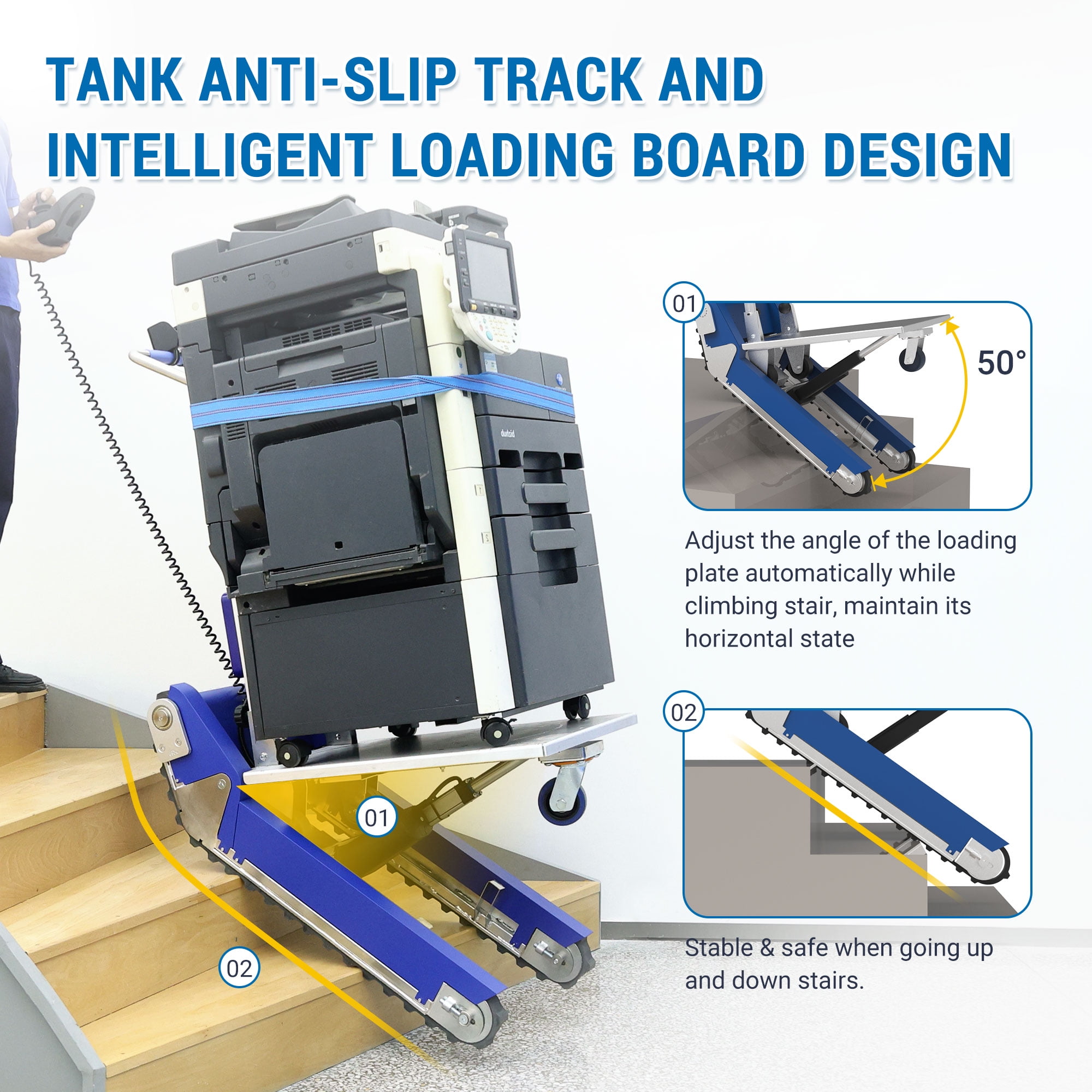 Powered Track Stair Climbing Hand Truck,684 LBS Load Capacity,XSTO Heavy Duty Stair Crawler Dolly with Seperate Track Control (CT310)