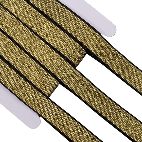 11m Gold Metallic Stretch Ribbon 20mm Wide Flat Elastic Webbing Strap Glitter Elastic Woven Band Polyester Belt for DIY Sewing Crafts Headband Pants Waistband Clothes Sleeves Accessories