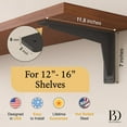 thumbnail image 3 of Heavy-Duty Load L Mantel Shelf Brackets by Balin Designs (Black) DIY Brackets with Mounting Hardware for 12", 14” and 16" Shelves, Ideal for Fireplace, Granite Countertops, Bookshelves (Set of 2), 3 of 9