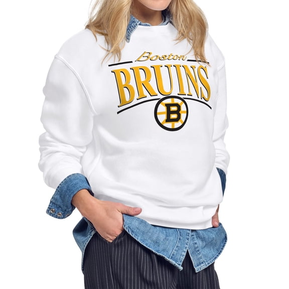 Women's Starter White Boston Bruins Arch Stripe Fleece Sweatshirt