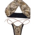 thumbnail image 4 of ZAXARRA Women Two Piece Bikini Suit Snakeskin Cross Halter Tops + Thong, 4 of 4