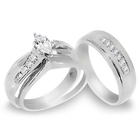 14k Yellow Gold His and Hers Diamond Ring 0.85ct.tw. Size 14