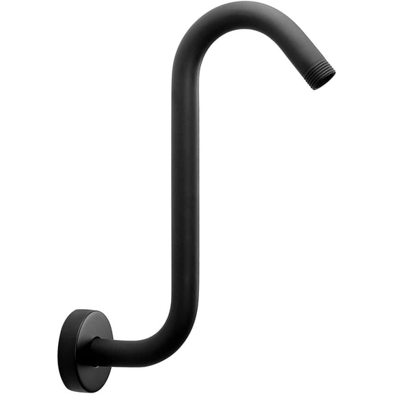 ABCISI S Shaped Shower Head Riser Arm, Shower Extender Arm with Flange, Standard 1/2" Connection- Bathroom Accessory, 10 Inch (1 Pack, Matte Black)