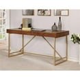 thumbnail image 3 of Bowery Hill Contemporary Wood 3-Drawer Writing Desk in Light Walnut, 3 of 4