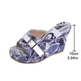 thumbnail image 7 of Rokment Womens Platform Wedge Dress Sandals 2026 Summer Fashionable Ripped Denim Leather Patchwork Buckles Casual Chunky High Heels Slip on for Ladies Woman Light Blue Size 8.5, 7 of 7