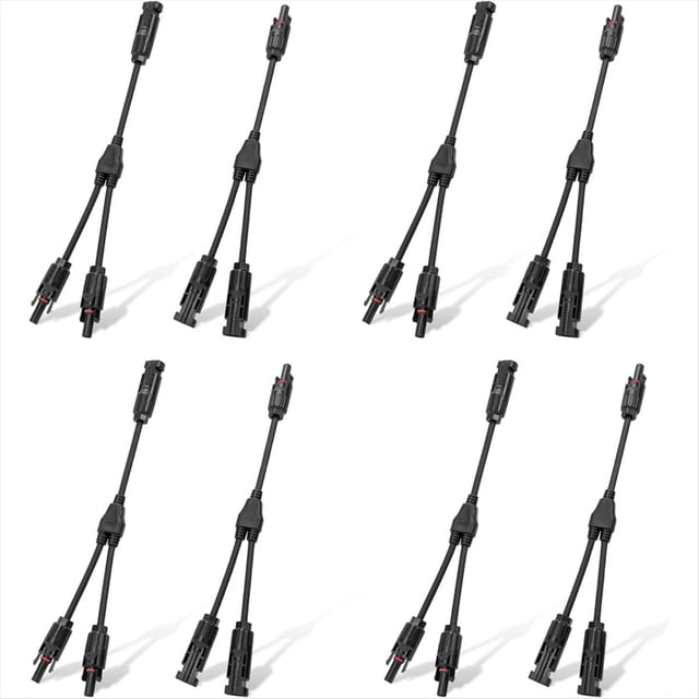 Kit de 4 Pares de Conectores Solares de 30 A con Conector en y y Adaptador Fotovoltaico en Paralelo para Panel Solar (M/FF + F/mm)