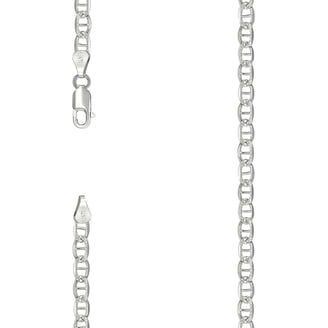 Italy 925 Sterling Silver Rhodium 1.4mm Arrow Link Franco  1.4mm Franco Arrow-Link Chain Necklace in .925 Sterling Silver w/ Rhodium - 18\