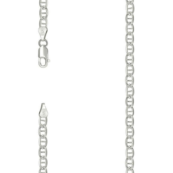 925 Sterling Silver Solid Classic Mariner Chain Silver 3mm Necklace 16 Inch Chain Necklace for Women and Men