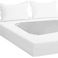 thumbnail image 6 of D.N.G. BEDDINGS 3 Piece Box Spring Cover - 100% Egyptian Cotton, 800 TC, Wrap Around 4 Sides Bed Skirt for Hotel & Home, Fits Box Springs up to 12 Inch - Cal King, Stripe White Color, 6 of 9