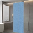 thumbnail image 3 of Static Cling Door Window Covering, Blue Window Privacy Film Frosted, Farmhouse Burlap Solid Blue Color Modern Linen Texture UV Blocking Windows Film for Office, Hotel, Bedroom, 29.5 x 78.7 Inches, 3 of 9