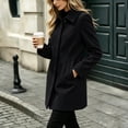 thumbnail image 5 of Single Breasted Wool Coat for Women Lapel Collar Long Sleeve Mid Length Casual Winter Outerwear, 5 of 8