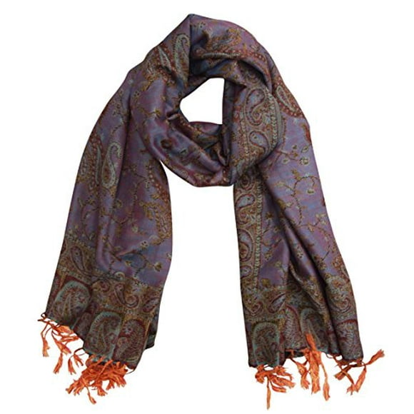 Peach Couture Elegant Reversible Paisley Pashmina Shawl Wrap