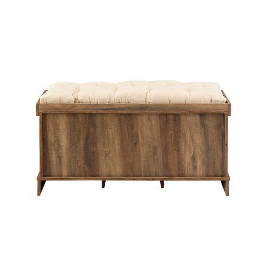 Woven Paths Storage & Tufted Bench, Reclaimed Barnwood