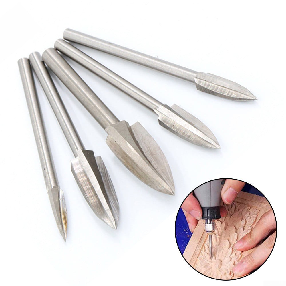 5PCS Wood Carving And Engraving Drill Bit Milling Cutter Carving Root Tools @I