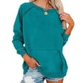 thumbnail image 2 of Women'S Casual Crewneck Sweatshirt, Raglan Sleeve Relaxed Fit With Front Pocket, Long All-Season Soft Top For Sporty Streetwear Wrm Matching Sweatsuit Sets Shirts (XL, Green) ZMTing, 2 of 3
