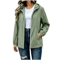thumbnail image 2 of Jackets for Women Baeitkot Women's Solid Color Winter Fashion Hooded Drawstring Sports Waterproof Raincoat Windbreaker Long Sleeve Jacket, 2 of 9