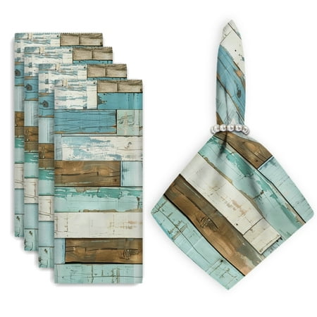 

Bahomeck Cloth Napkins Set Of 4 Wooden Wall Background With Distressed Blue And White Planks Square Napkins Washable Dining Table Napkin For Home Holiday Wedding Party Dinner Decor 18*18 Inch
