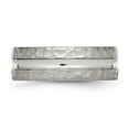 thumbnail image 4 of Stainless Steel Polished Hammered and Grooved 7.50mm Band, 4 of 8