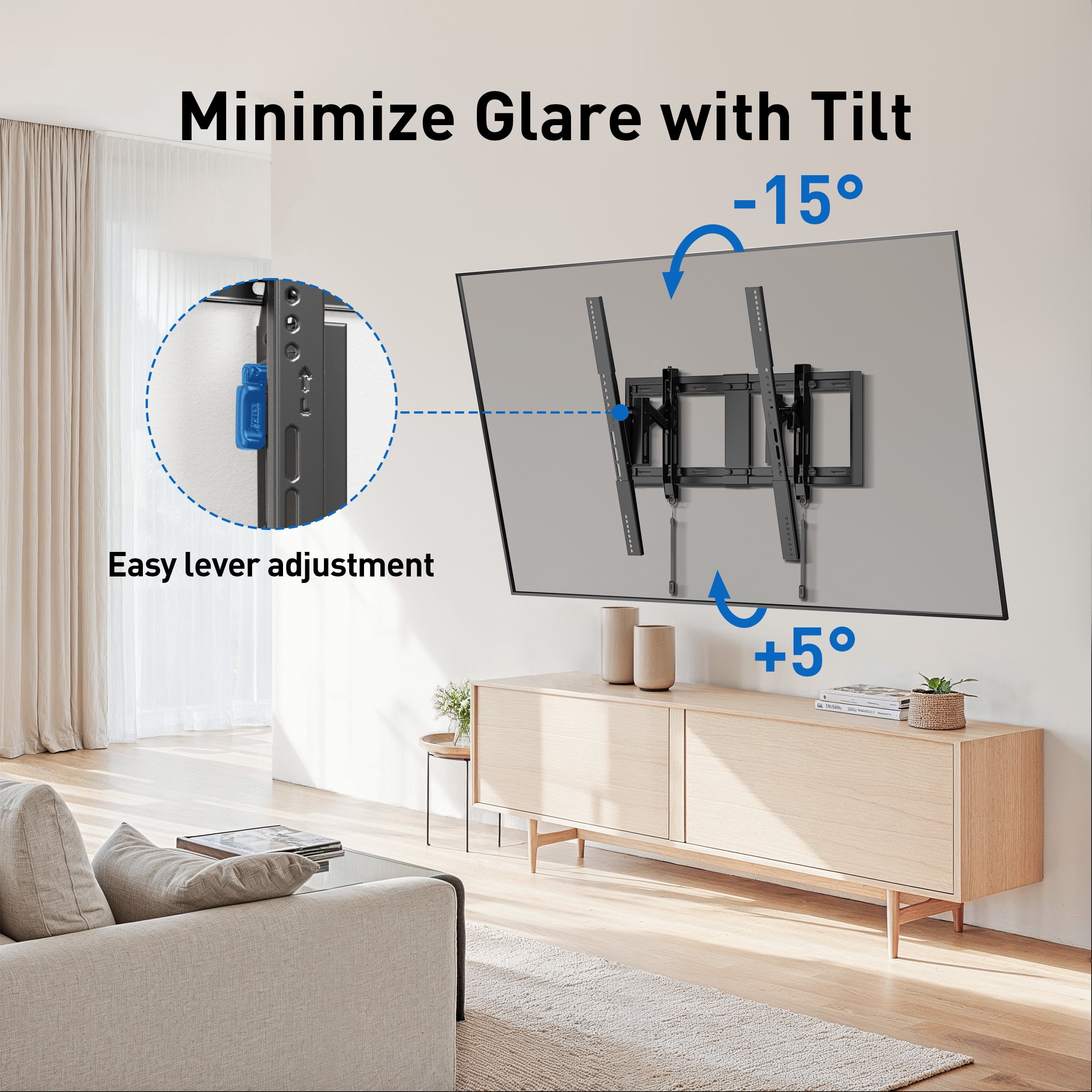 PERLESMITH Extend Tilt & Swivel, TV Wall Mount for 42-100″ TVs, Extension Leveling, Holds up to 160lbs, Fits 16"/24" on Center Stud Widths, UL Certified