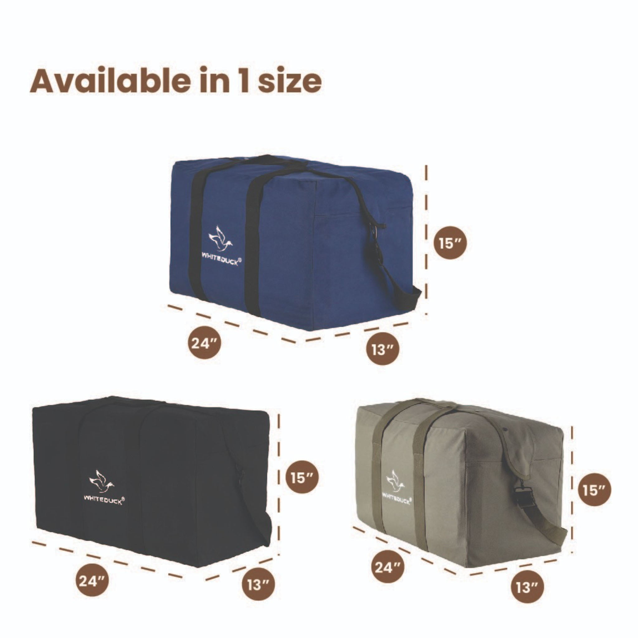 (2 pack) WHITEDUCK HOPLITE Parachute Duffel Bag, Canvas Cargo Bag with Snap-Closure for Outdoor, Travel, Heavy Duty Foldable Extra Large Multipurpose use (Blue, Standard 24" x 15" x 13)