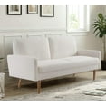 thumbnail image 2 of US Pride Furniture 67 in. Wide Square Arm Velvet Modern Rectangle Sofa in Ivory, 2 of 4