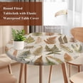 thumbnail image 5 of Round Fitted Tablecloths with Elastic Edge Watercolor Botanical Leaves on Linen Waterproof Wipeable Table Cover for Kitchen Dining Party Decor Farm Fern Foliage Plant Table Clothes,36" - 44", 5 of 9