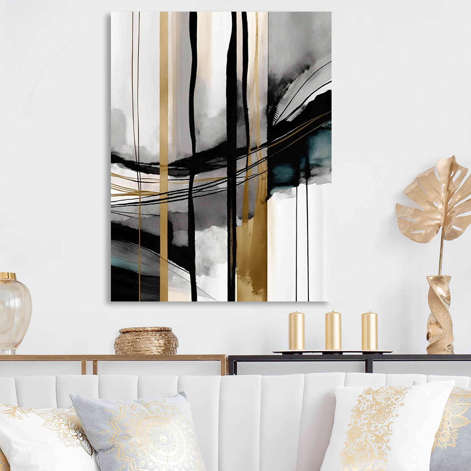 Designart Abstract Transitional Modern Shapes II Canvas Wall Art