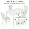 thumbnail image 2 of Baxluxe Marble Dining Table Set for 4, Faux Marble Kitchen Table and Chairs Set, Rectangle Dining Table with 4 Leather Dining Chairs, 5 Pieces Dinette Sets for Breakfast Nook, Apartment, White, 2 of 7
