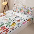 thumbnail image 3 of Erosebridal Cute Rabbit Zipper Twin Comforter Sets with Fitted Sheet and 2 Pillowcases,Woodland Foliage Print Zipper Bedding Set,Orange Blush Pink,Reversible, 3 of 6