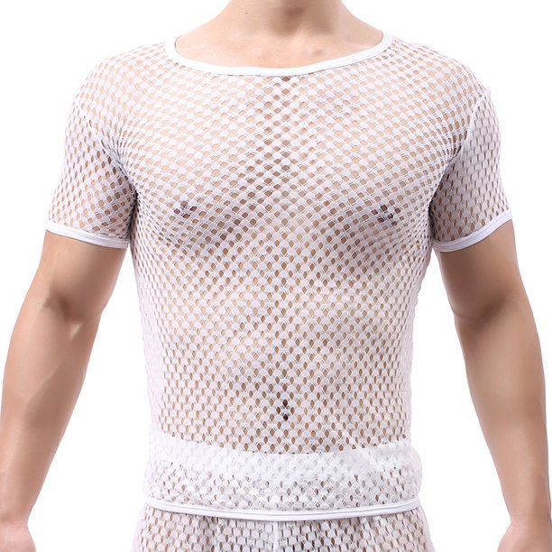 Camiseta De Malla De Rejilla Sin Mangas Para Hombre, Playera Con Cuello En V, Camiseta Interior Hueca