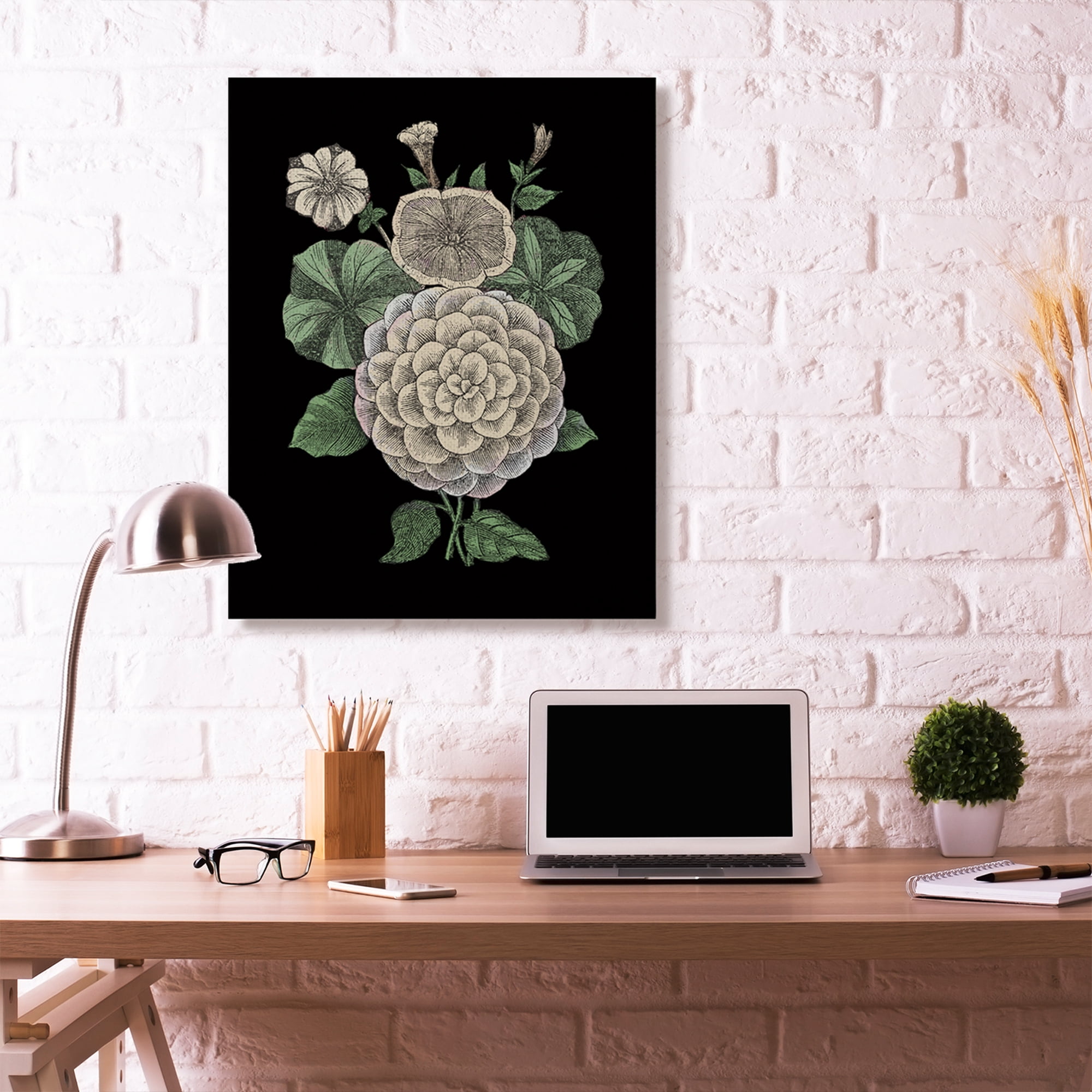 Stupell Home Décor Yellow Flowers on Black Drawing Design Canvas Wall Art by the Saturday Evening Post