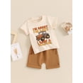 thumbnail image 5 of Aojekbee Baby Boy 2 Piece Outfit, Letter Car Print Round Neck Short Sleeve Tops Elastic Waist Shorts Toddler Summer Set, 5 of 10