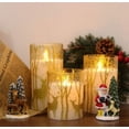 thumbnail image 2 of Juego de 3 velas LED de cristal con temporizador de 6 horas, velas de pilar para decoración de primavera, H10cm/ 12,5cm/ 15cm, 2 of 5